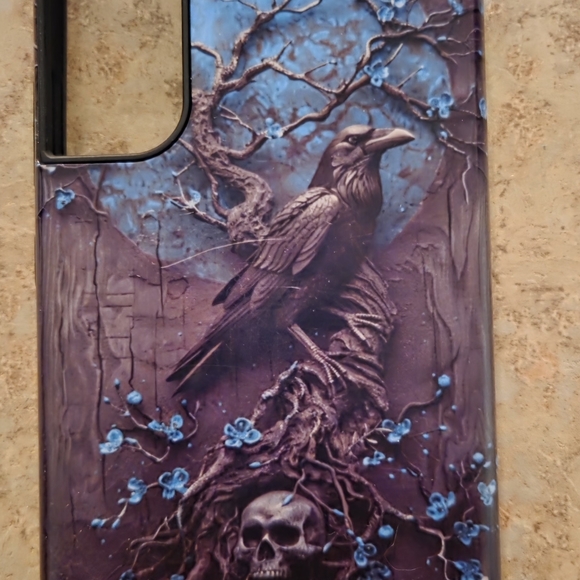 Samsung Galaxy S22 Raven and Skull Phone Case with Blue Accents - Picture 1 of 1